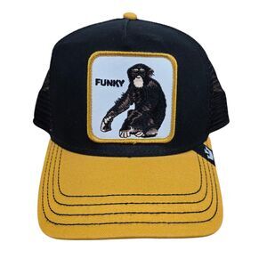 Goorin Bros Funky Monkey Banana Shake Black and Yellow Trucker Cap Hat One Size